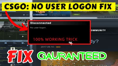 no user logon csgo|How To Fix CSGO No User Logon Error [Updated 2024]